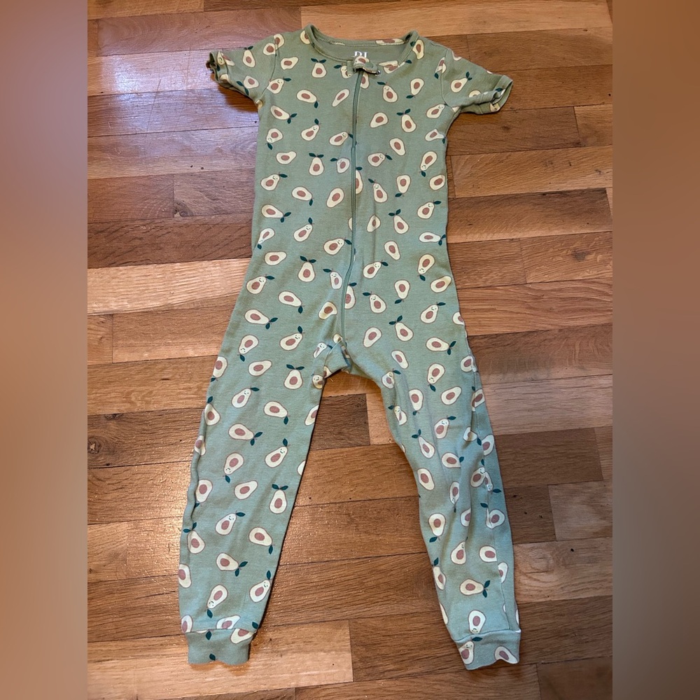 Kid’s Avocado Print footless zip up pajamas 3T